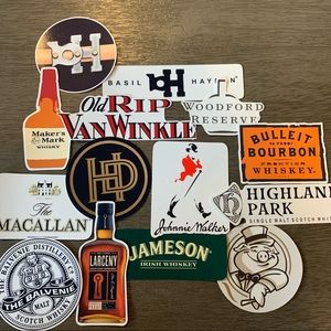 Custom Whiskey and Scotch Brand Logos Sticker Pack